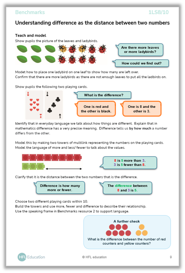 Page from the Mental Maths Fluency Intervention teaching guidance