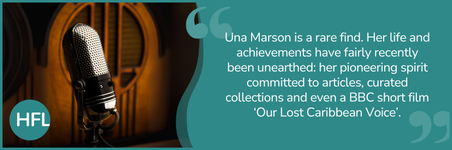 Una Marson is a rare find. Her life and achievements have fairly recently been uneartherd: her pioneering spriti committed to articles, curated collectins and even a BBC short file 'Our lost caribbean voice'