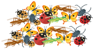 Illustration of mixed insects