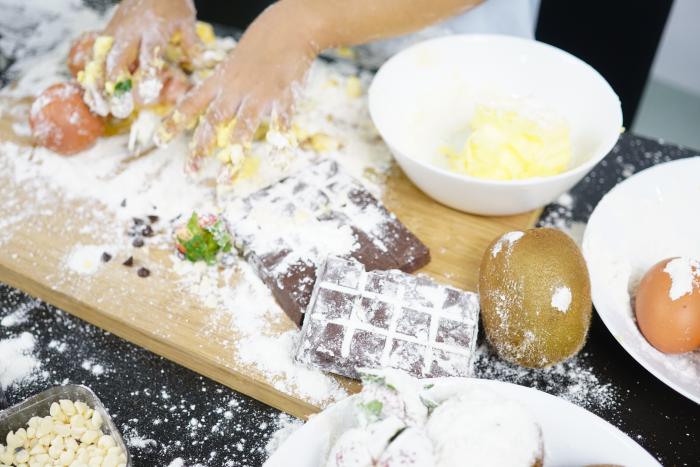 Children playing with food