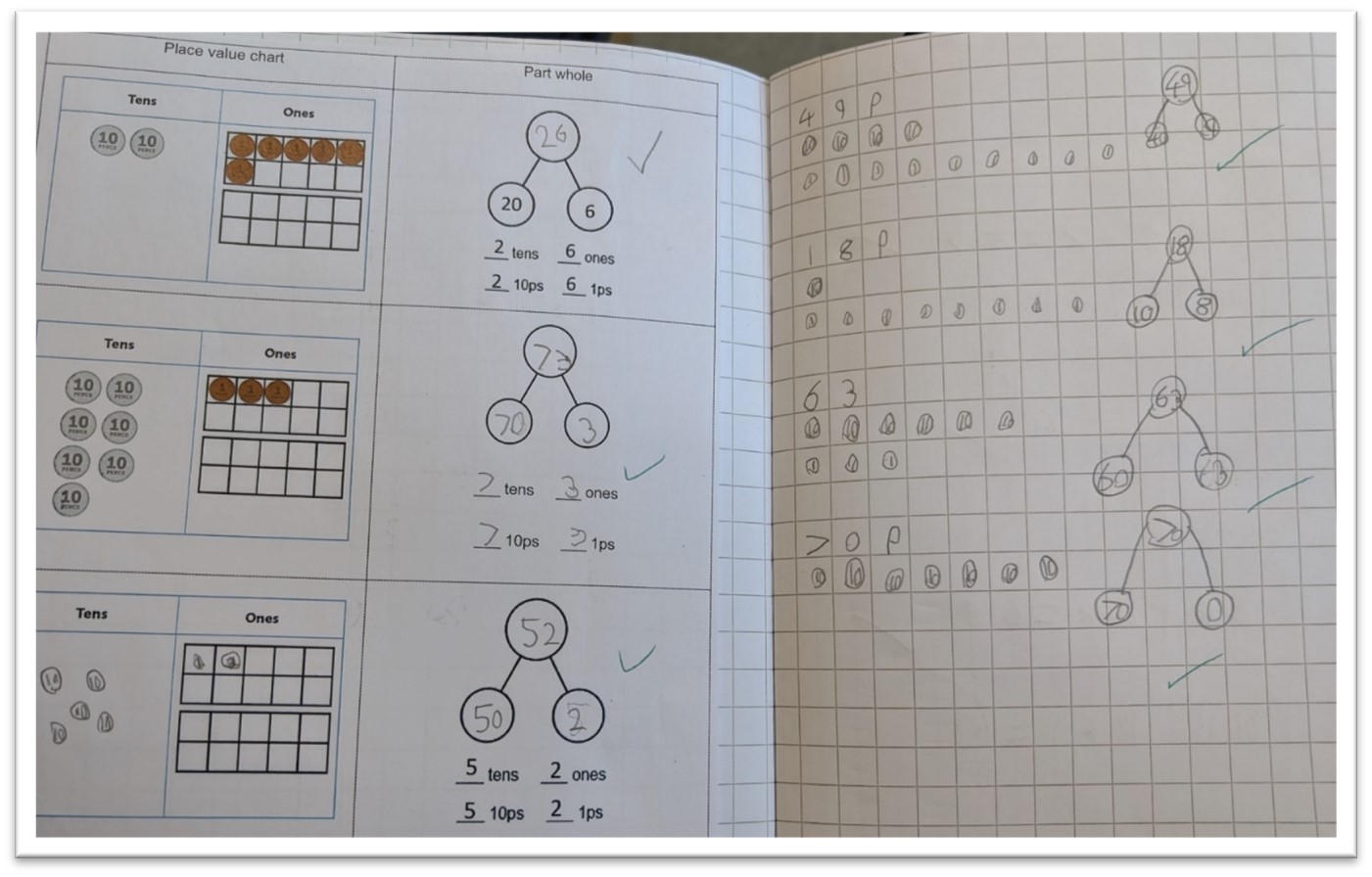 Photo of a maths work book