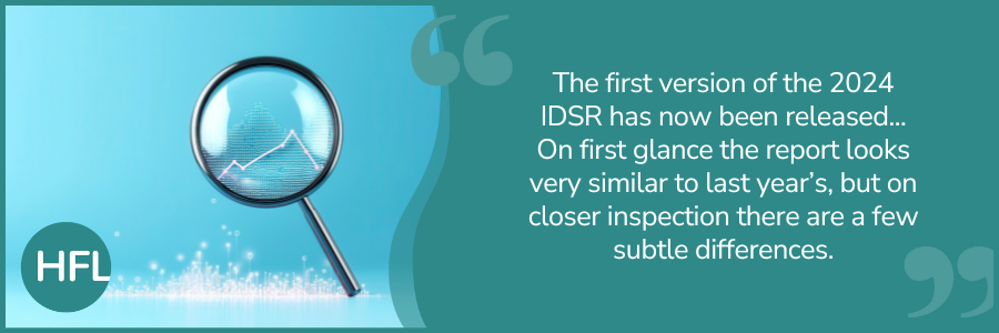 "The first version of the 2024 IDSR has now been released... On first glance the repot looks very similar to last year's, but on closer inspection there are a few subtle differencess."