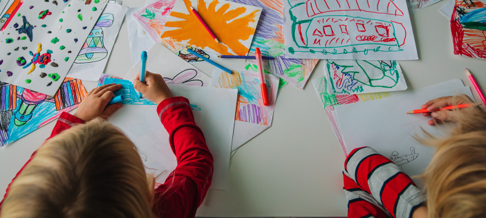 Early Years children drawing 