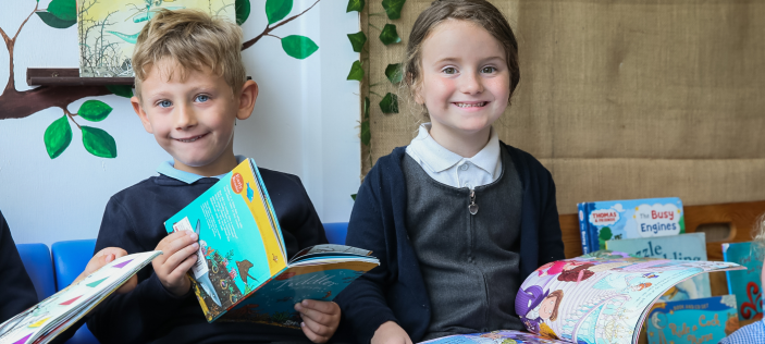 Happy looking school children