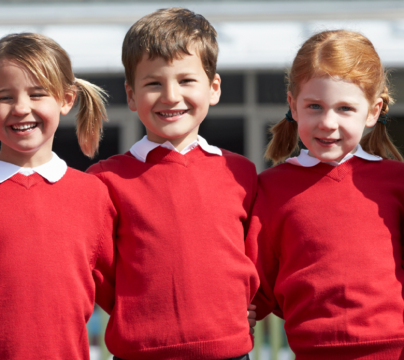 children in red uniform