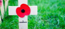 Poppy on cross in grass