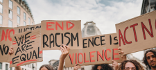 George Floyd: Will this be the generation for change? "End racism" placards at a rally